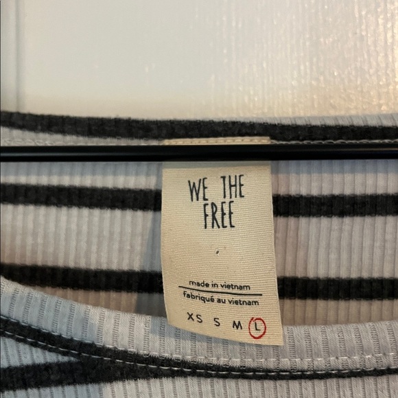 Free People | We The Free Good Find Stripe Tee Size Large Ruffle Cuff Nautical - Picture 4 of 8